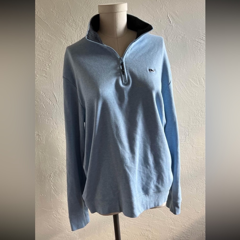 Vineyard Vines Men's Sky Blue Zip-Up Sweater
